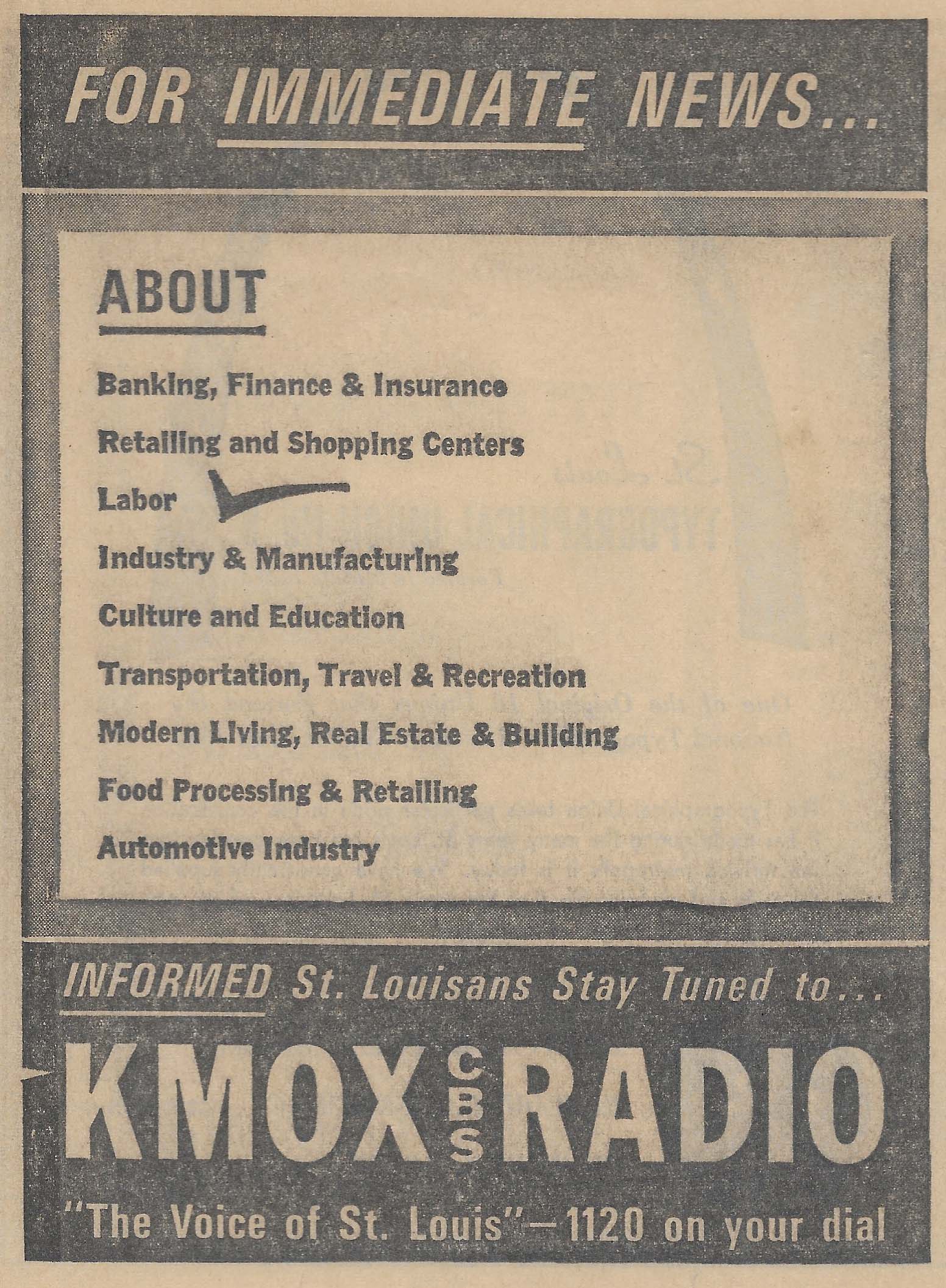 KMOX Ad 1964