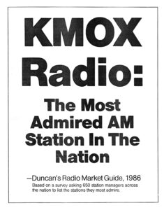 KMOX promo sheet 1986