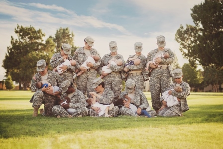 Soldiers in Uniform Pose for Photo to Show Breastfeeding is Normal